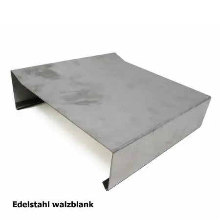 Mauerabdeckblech Typ B mit kleiner Aufkantung, aus Edelstahlblech walzblank