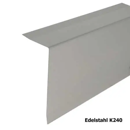 Ortgangblech für Flachdach aus Edelstahl K240 geschliffen nach Maß