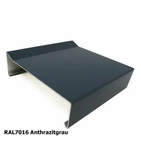 Mauerabdeckblech Typ B mit kleiner Aufkantung, aus Aluminiumblech in RAL 7016 - Lackierung, Anthrazit