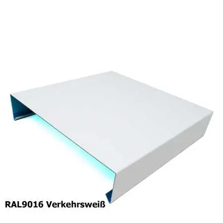 Mauerabdeckblech aus Aluminiumblech in RAL 9016 - Lackierung, Verkehrsweiß
