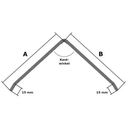 Maßskizze für unsere Firstbleche auf Maß aus Edelstahl, verzinktem Stahl, Titanzink, Kupfer oder Aluminium