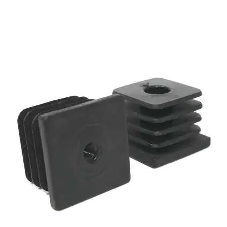 Detailbild: Gewindestopfen aus schwarzem Polyamid, Gewinde M8, M10, M12 für Vierkantrohre