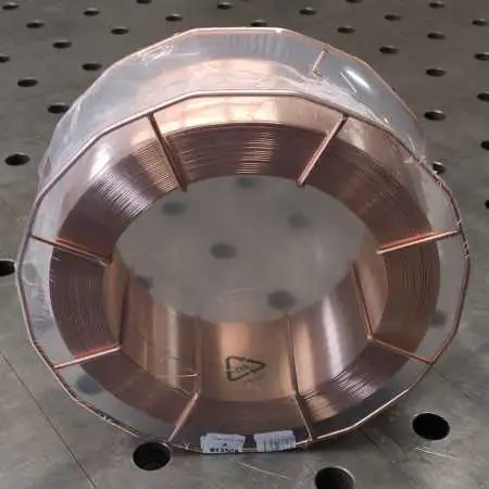 15 kg verkupferter Schweißdraht auf Korbspule, SG3-Qualität.