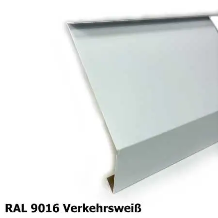 Traufblech Typ B aus Aluminiumblech in RAL9016 - Lackierung, Verkehrsweiß
