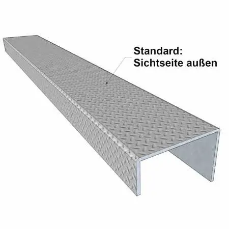 Maßskizze für unsere stabilen Riffelblech - U-Profile 2,5/4,0 mm