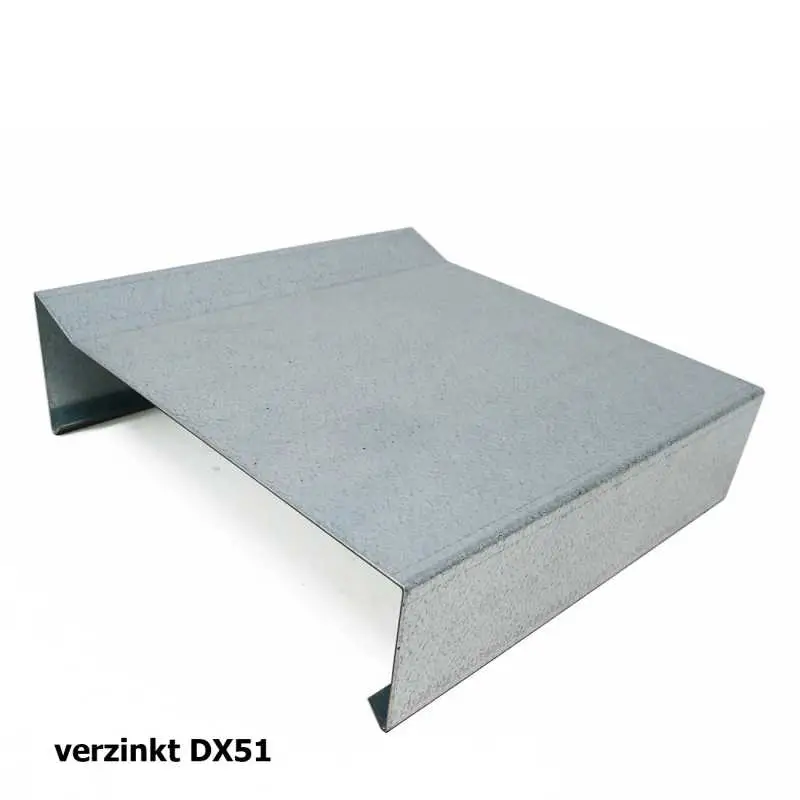 Mauerabdeckblech Typ B mit kleiner Aufkantung, aus verzinktem Stahlblech