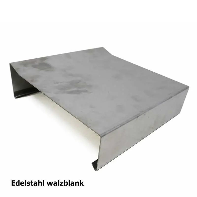 Mauerabdeckblech Typ B mit kleiner Aufkantung, aus Edelstahlblech walzblank