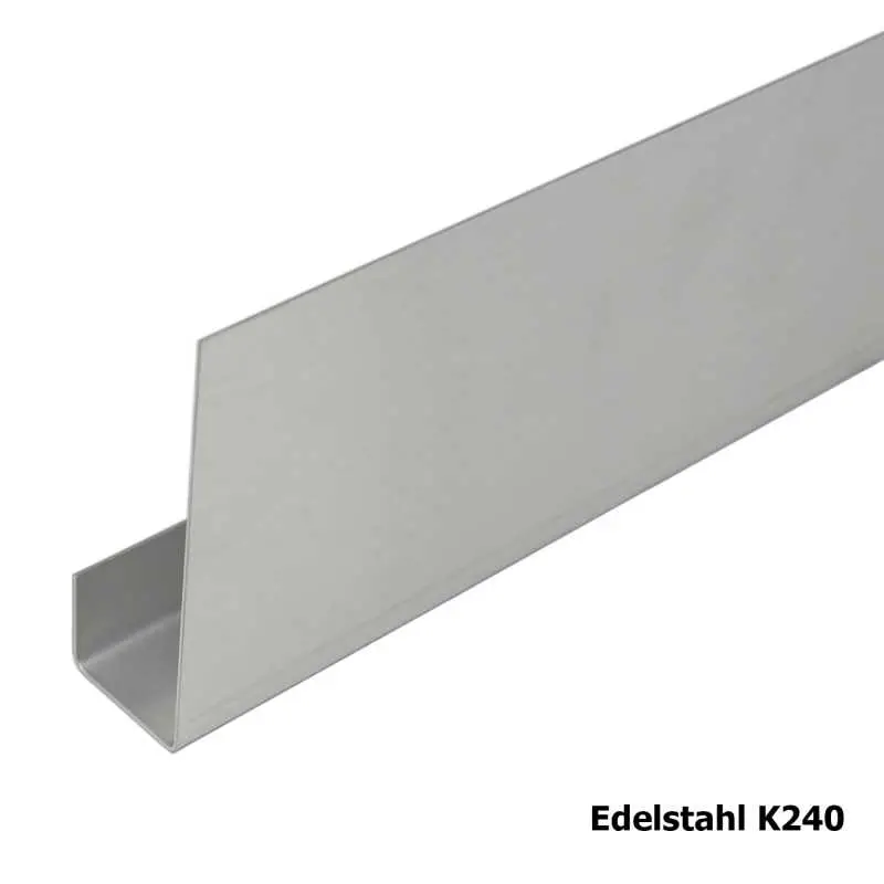 Stirnbrettblende U-Form aus Edelstahl K240 geschliffen nach Maß