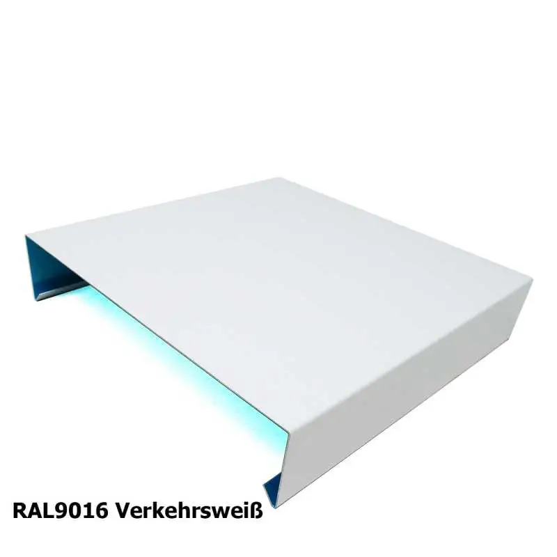Mauerabdeckblech aus Aluminiumblech in RAL 9016 - Lackierung, Verkehrsweiß