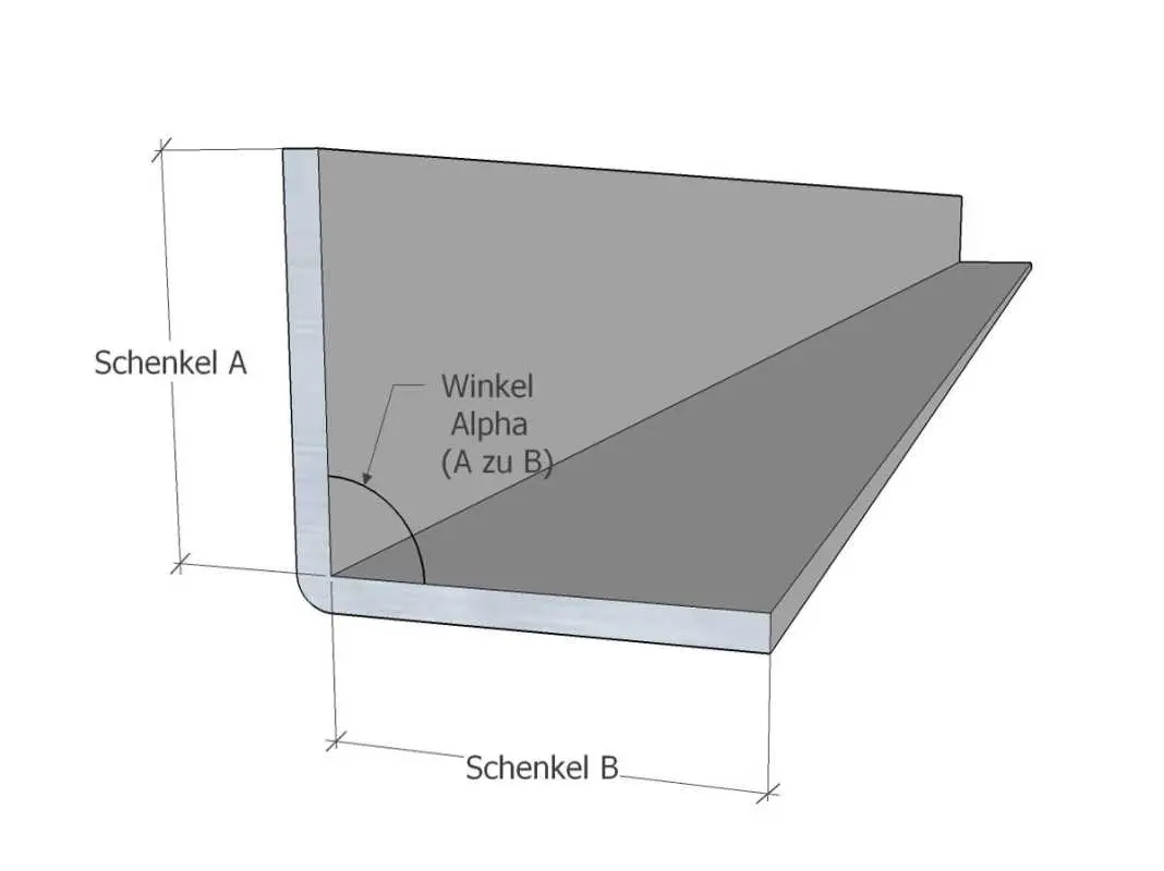 Maßskizze für unsere V2A-Winkel auf Maß