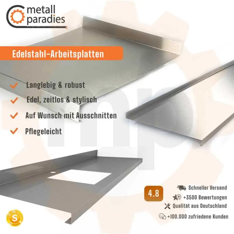 Edelstahl Arbeitsplatten - Abdeckung auf Maß