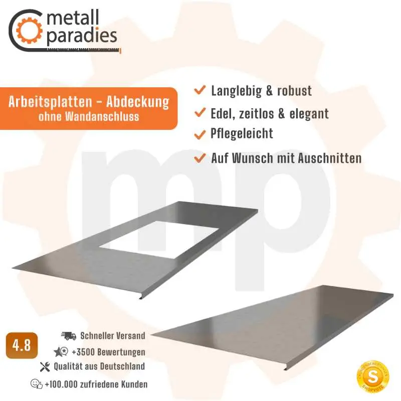 Abdeckplatten ohne Wandanschluss für Küchen-Arbeitsplatten Gastronomie Werkstatt