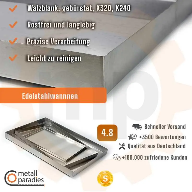 Massive Edelstahlwanne nach Maß - 2,5 bis 4 mm stark