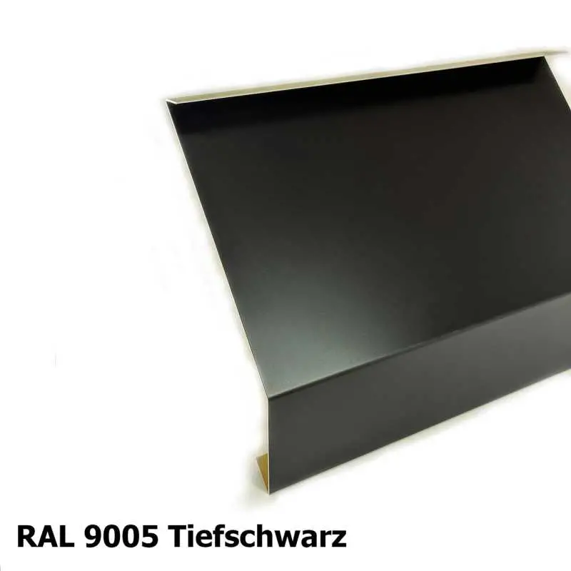 Traufblech Typ B aus Aluminiumblech in RAL9005 - Lackierung, Tiefschwarz