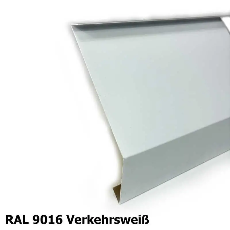 Traufblech Typ B aus Aluminiumblech in RAL9016 - Lackierung, Verkehrsweiß