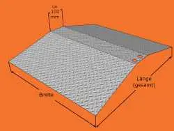 Rutschsichere Rollstuhlrampe auf Maß, Maßskizze