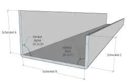 Maßskizze für unsere stabilen U-Profile 20x30x20 mm.